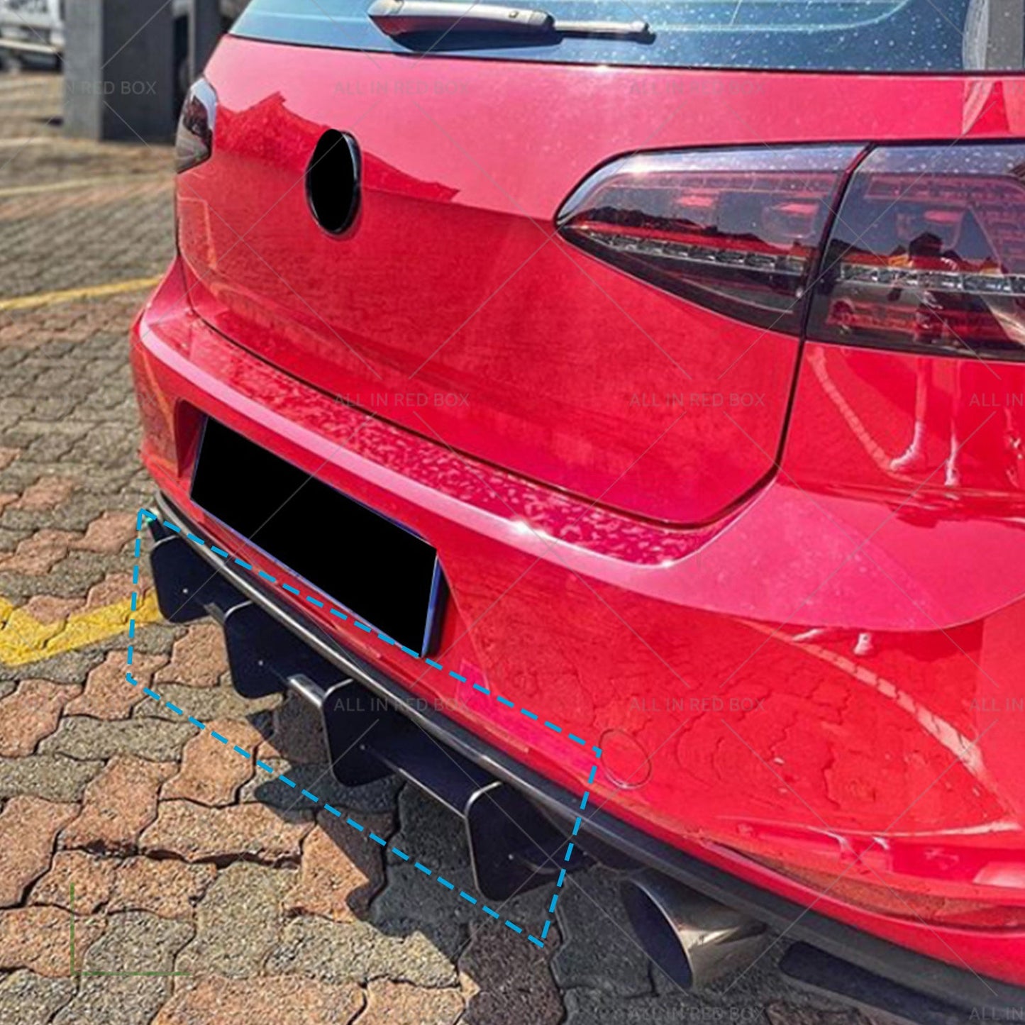 4 Fins Rear Bumper Diffuser Lip Spoiler Suitable For Volkswagen VW Golf MK7 GTI-2