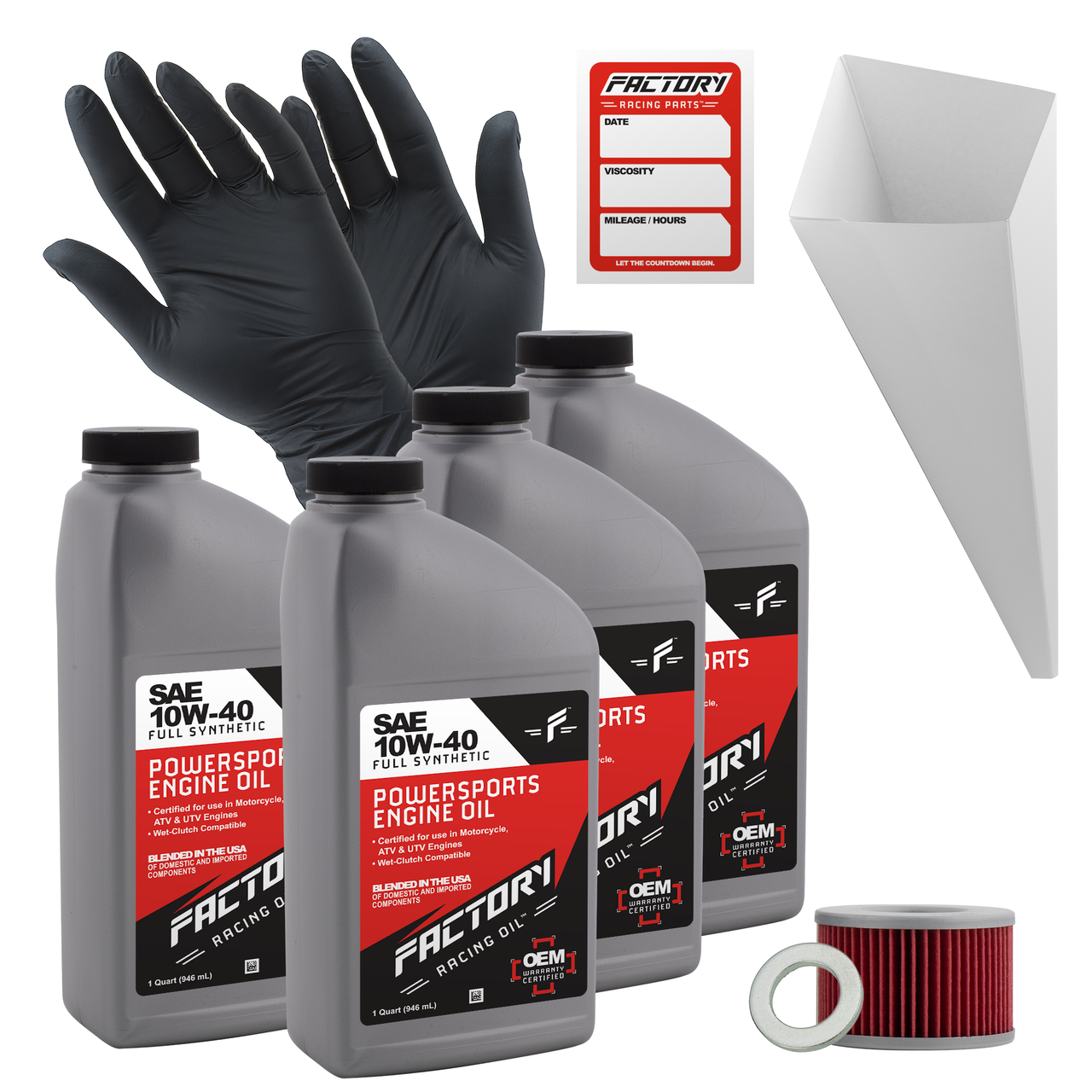 Factory Racing Parts SAE 10W-40 4 Quart Oil Change Kit For Honda TRX650FA, TRX650FGA, TRX680FA, TRX680FGA, MUV700-0