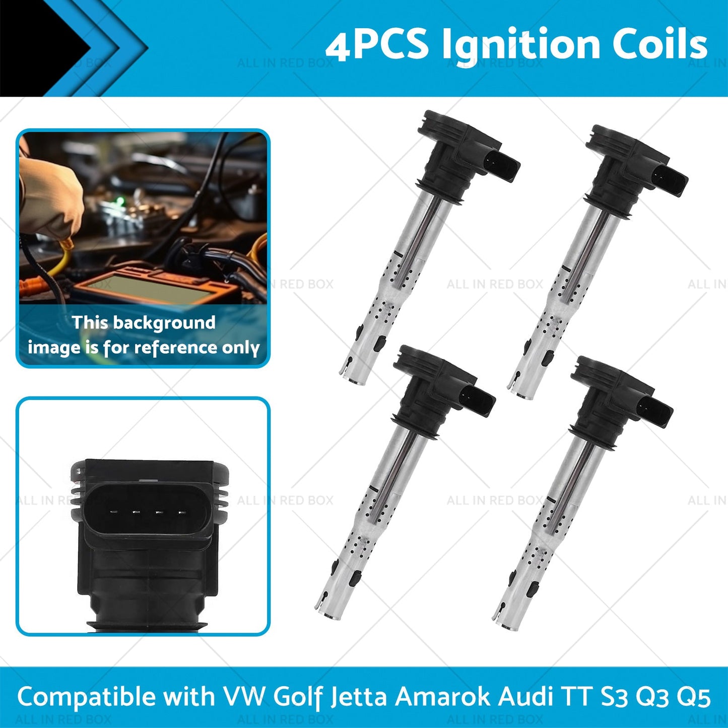 4PCS Ignition Coils Suitable for VW Golf Jetta Amarok Audi Q3 Q5 TT S3 1. 8L 2. 0L-1