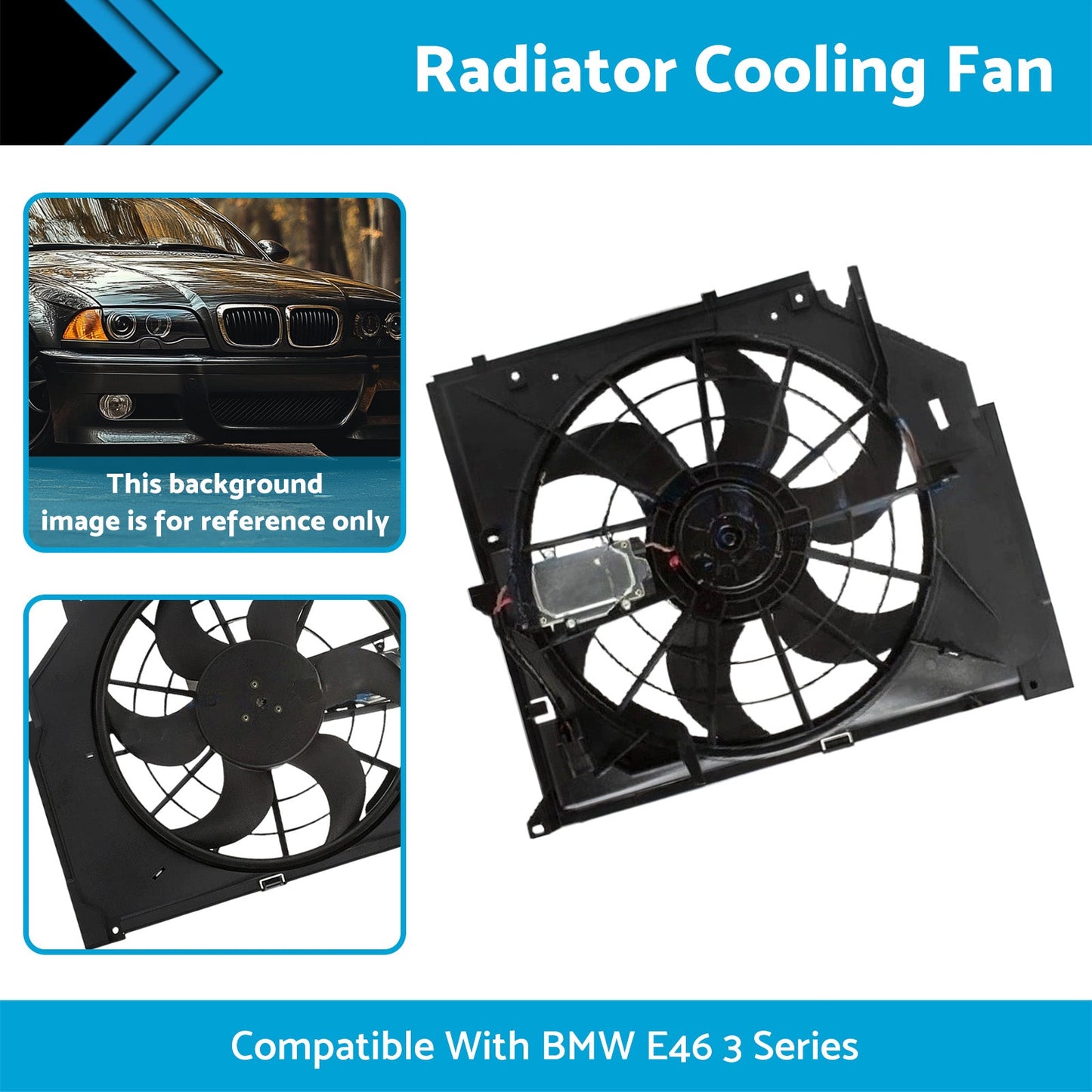 Radiator Cooling Fan Suitable for BMW E46 with control mod and brush motor-1