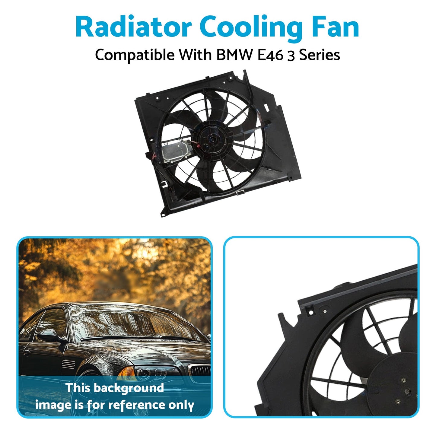 Radiator Cooling Fan Suitable for BMW E46 with control mod and brush motor-4