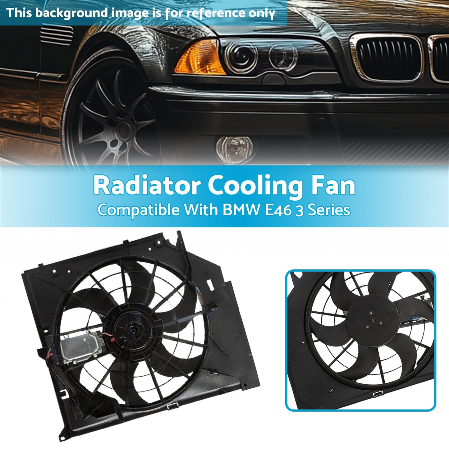 Radiator Cooling Fan Suitable for BMW E46 with control mod and brush motor-2