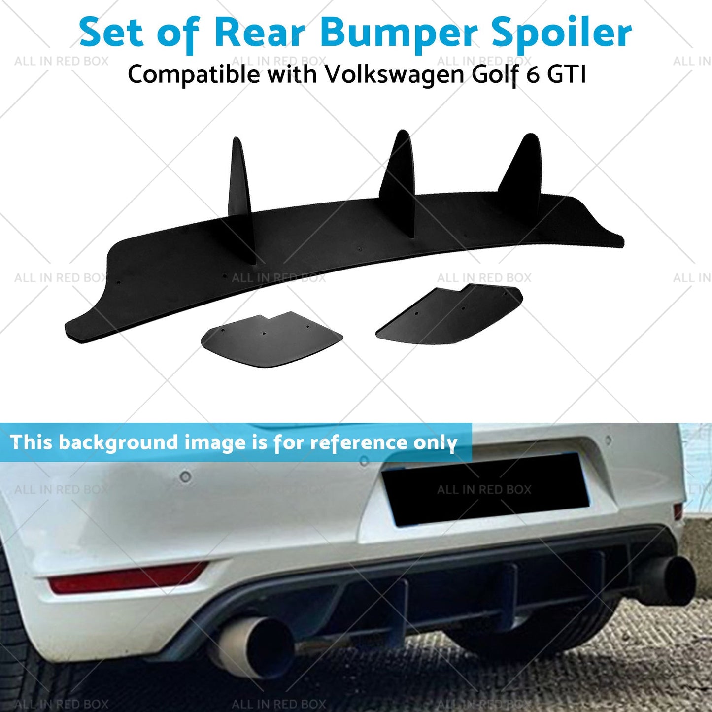 Rear Bumper Lip Diffuser Spoiler Suitable For VW Golf 6 MK6 GTI 2010-2014-3