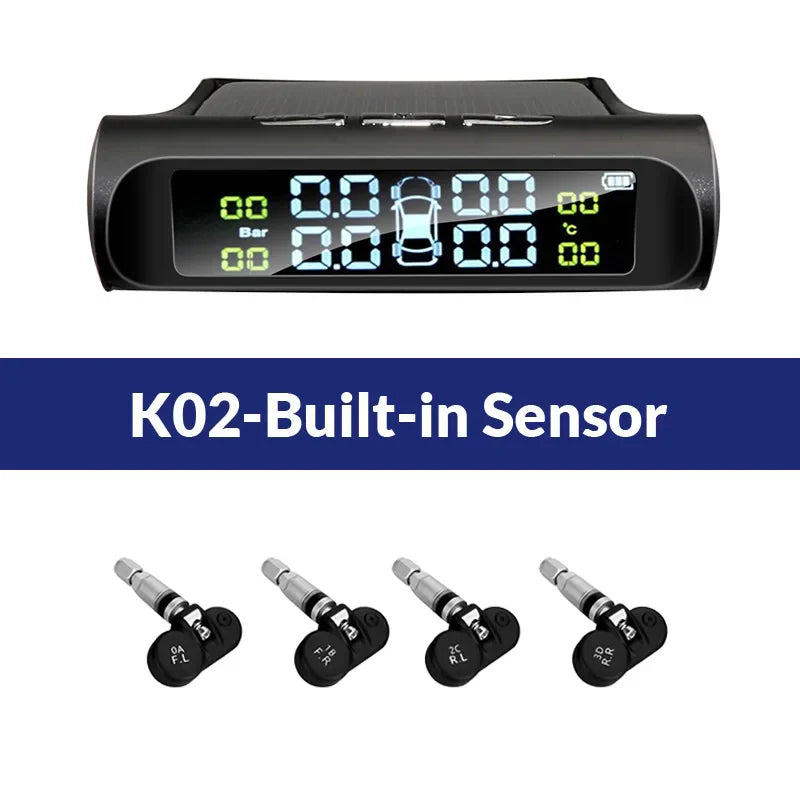 Solar Powered TPMS Wireless Tire Pressure Monitoring Black-1