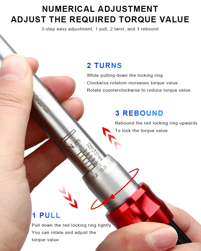 Bicycle Torque Wrench Set Dual Direction Socket Kit Red-3