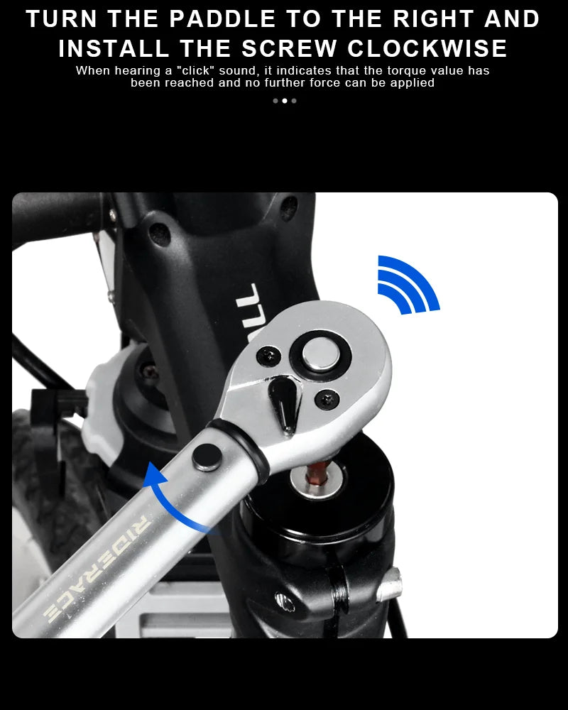 Bicycle Torque Wrench Set Dual Direction Socket Kit Red-4