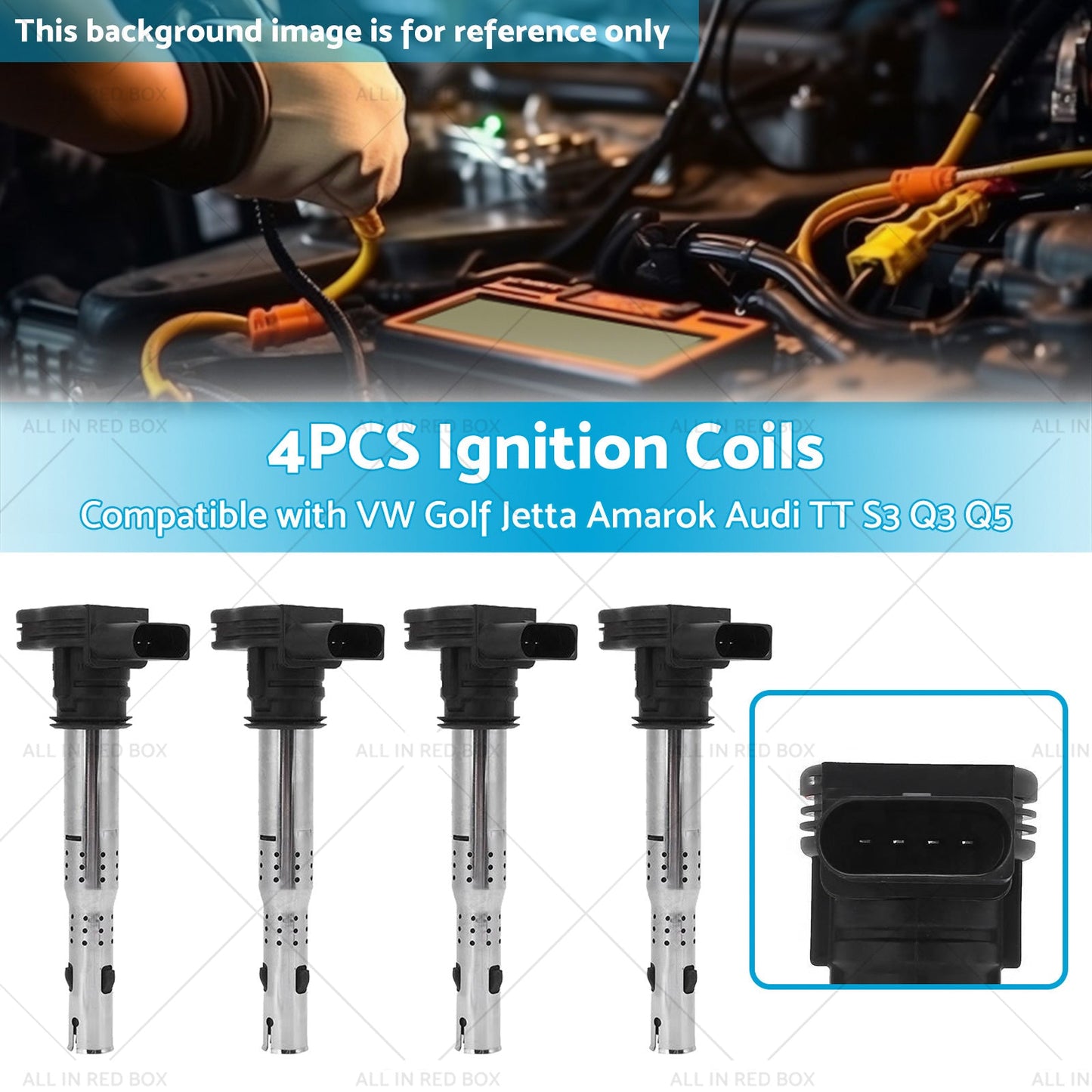 4PCS Ignition Coils Suitable for VW Golf Jetta Amarok Audi Q3 Q5 TT S3 1. 8L 2. 0L-2