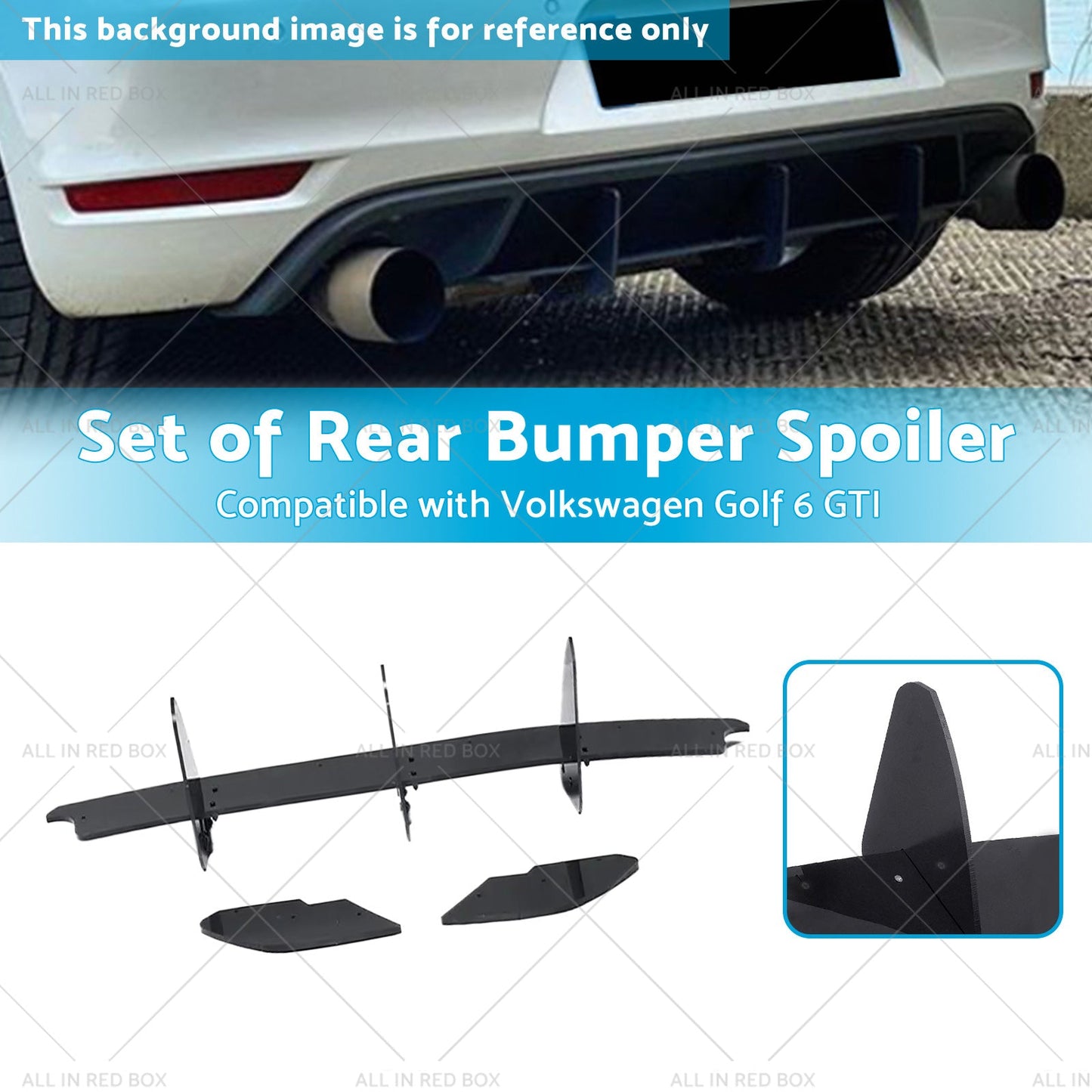 Rear Bumper Lip Diffuser Spoiler Suitable For VW Golf 6 MK6 GTI 2010-2014-2