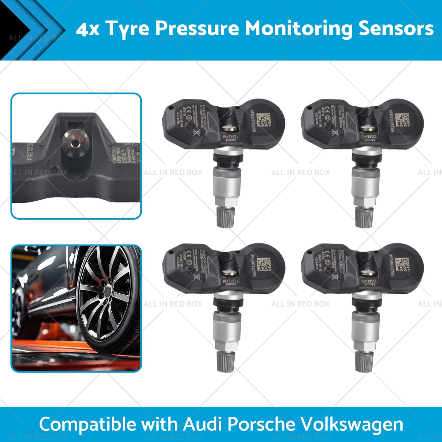 4x Tyre Pressure Monitoring Sensors Suitable for Audi Volkswagen Porsche 02-17-1