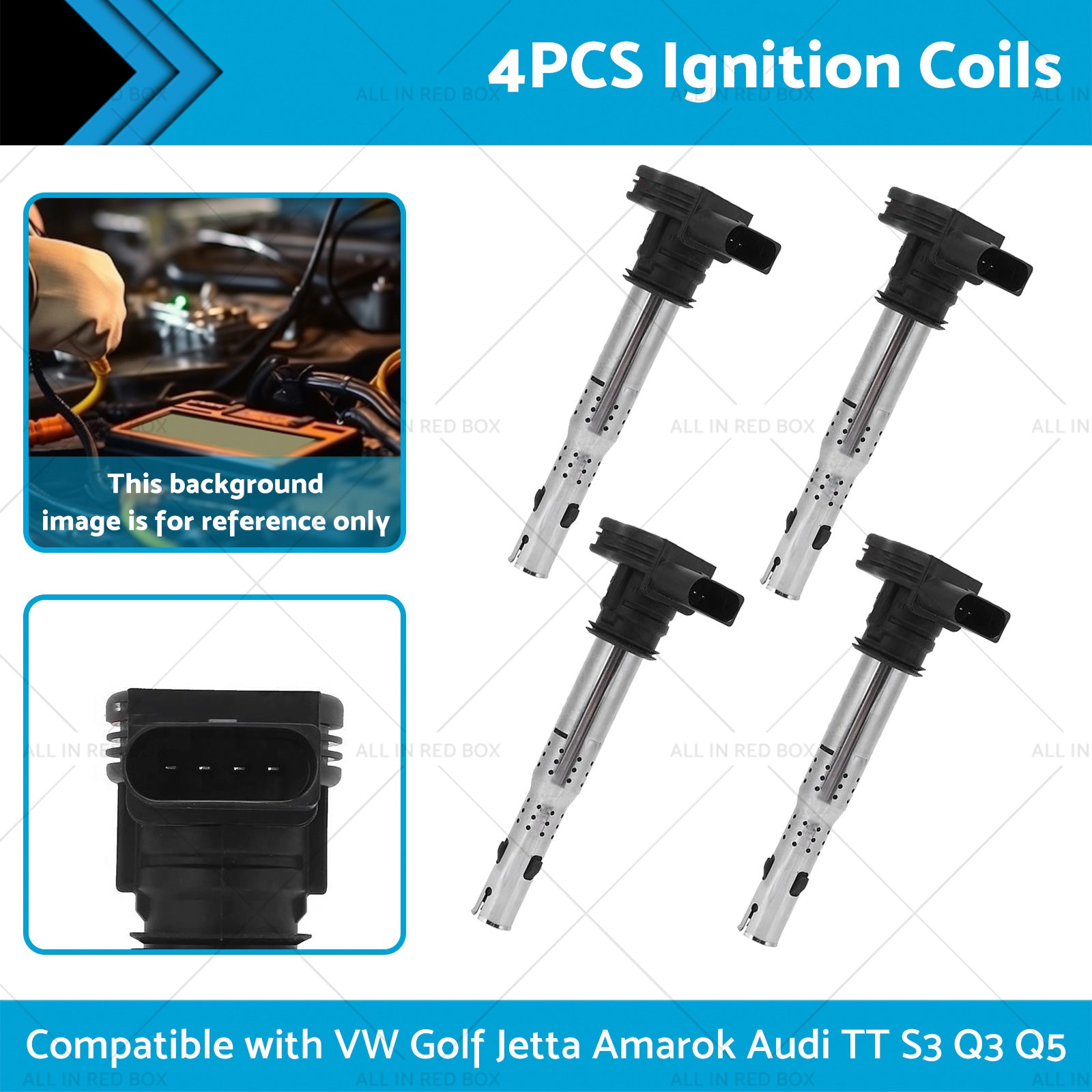 4PCS Ignition Coils Suitable for VW Golf Jetta Amarok Audi Q3 Q5 TT S3 1. 8L 2. 0L-1