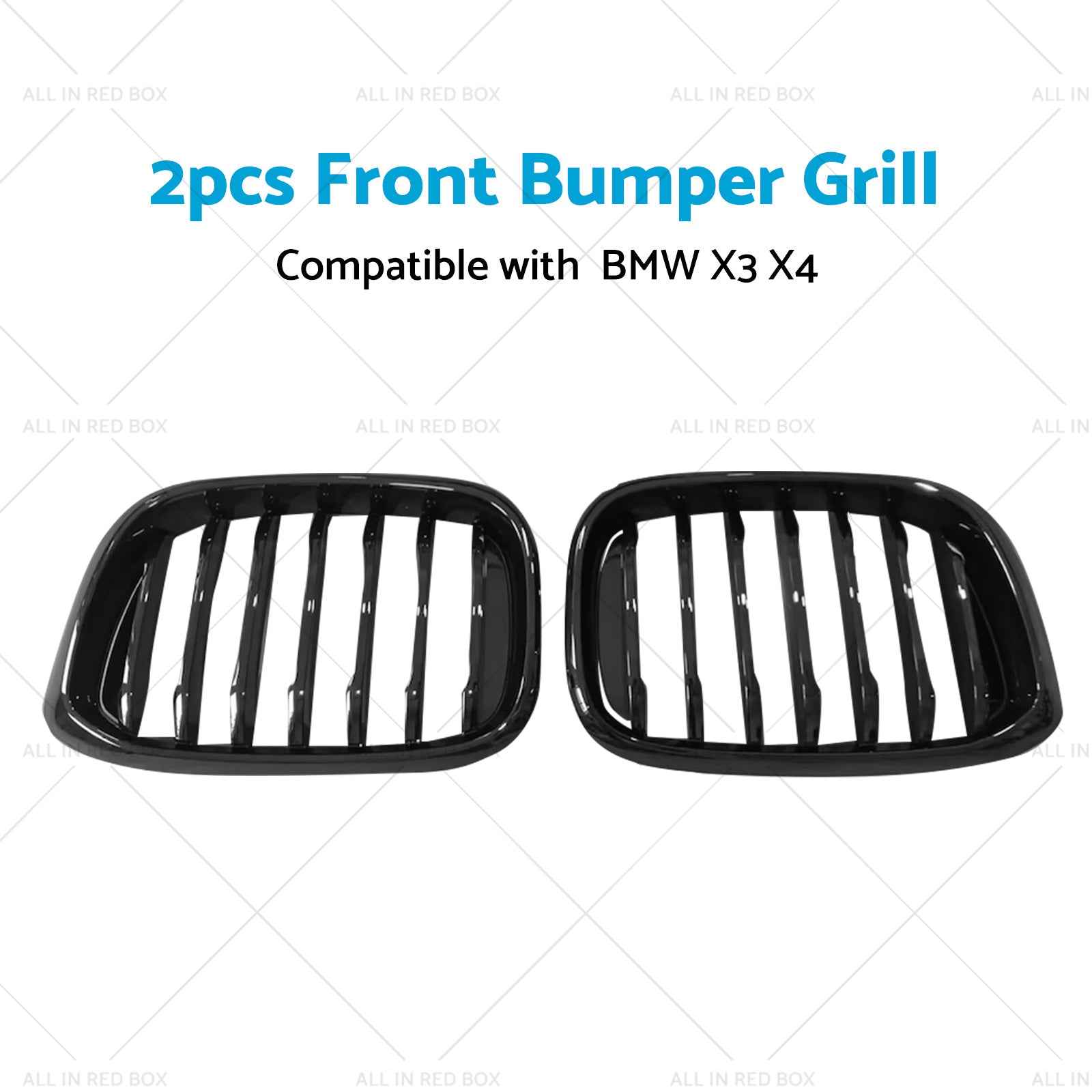 Front Bumper Grill Grille Suitable For BMW X3 G01 X4 G02 2018-2021 Gloss Black-1