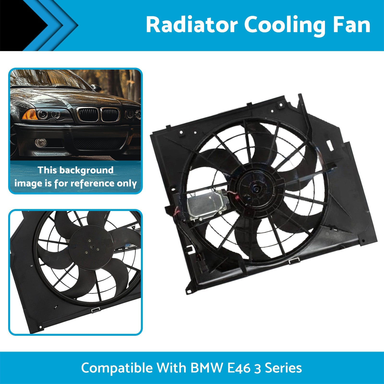 Radiator Cooling Fan Suitable for BMW E46 with control mod and brush motor-1